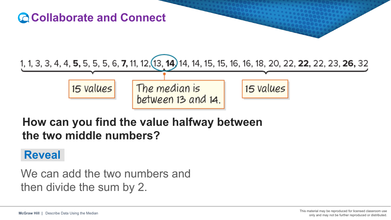 Reveal slide 8 — An even number of values — the median is halfway between the middle two.